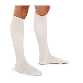 Calcetines Preven-t, nylon, caballero, prevención y control de varices, compresión moderada 19-21 mm/Hg (Grande, Blanco)