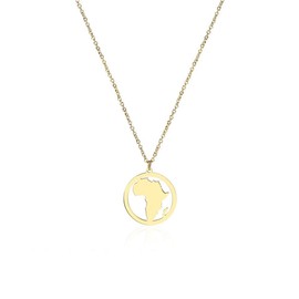 NOUMANDA Fashion Africa Map Necklace Cut Copper Hollow Round Pendant Jewelry (gold)