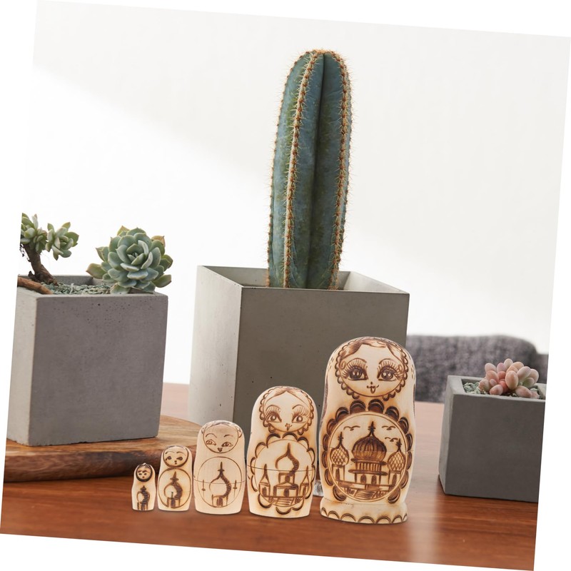 Kisangel Russian Stacking Dolls Handmade Wooden Nesting Dolls Double-Headed Eagle