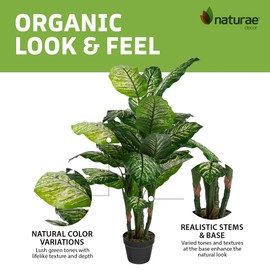 Naturae Decor Dieffenbachia Plant 47" – Large Artificial Floor Plant in Pot – Decorative Plants for Indoor Use – Realistic & Low-Maintenance Golden Dieffenbachia Plants