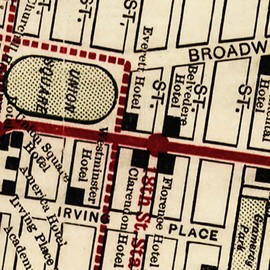 Antiguos Maps - Large Map of New York City Merchants' Association Hotels & Theaters Circa 1906 - Measures 24 in x 100 in (610 mm x 2540 mm)