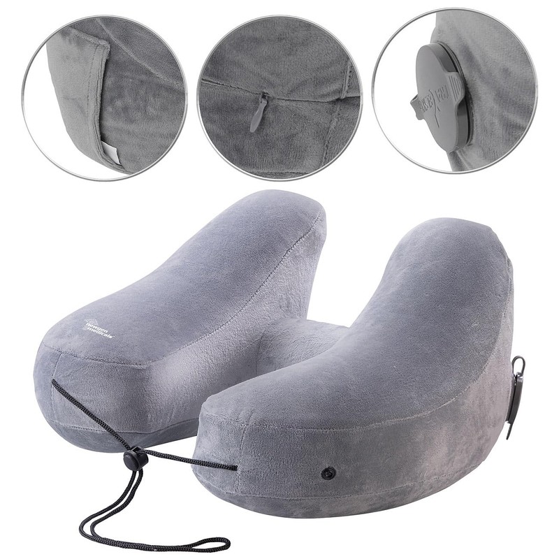 Newgen Medicals Inflatable Neck Pillow with Removable Hood, H Shape