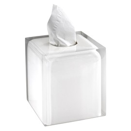 IZOD - Tissue Box Cover, Durable Resin Countertop Accessories, Dorm Room Essentials, Modern Home Decor (Marina Collection, White)