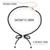 Zoestar Bowknot Black Pearl Necklace Crystal Necklace for Women, Non-precious