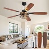 52 Inch Farmhouse Ceiling Fan with Light and Remote, Black