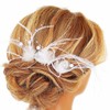 CASDRE Pearl Wedding Hair Pins Silver Feather Bridal Hair Pieces
