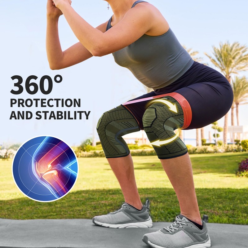 CAMBIVO 2 x Knee Support with Side Stabilisers, Knee Pads,