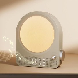 Vivilumens Ideal Gift, Dimmable Sunrise DigitalAlarm Clock with White Noise, RGB Fiber-Optic Lamp, 10 Ringtones for Heavy Sleepers, Decorative Clock
