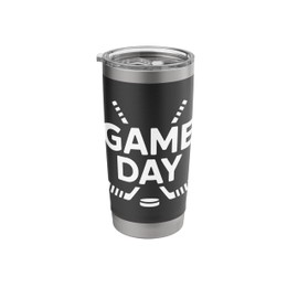Game Day, Fun Ice Hockey Puck and Sticks for Sport Lovers Stainless Steel Insulated Tumbler