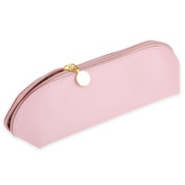 cobee Large Travel Makeup Brush Holder, Portable PU Makeup Brush Organizer Zipper Anti Fall Out Makeup Tools Organizer Makeup Brush Travel Case Cosmetic Pouch Bag for Travel Home Office(Rose Pink)