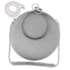 Baluue Women's Evening Clutch Bag with Round Ring Detachable Pearl Chain Unique Party Purse for Weddings and Events Stylish Evening Handbag for Women for Makeup Essentials