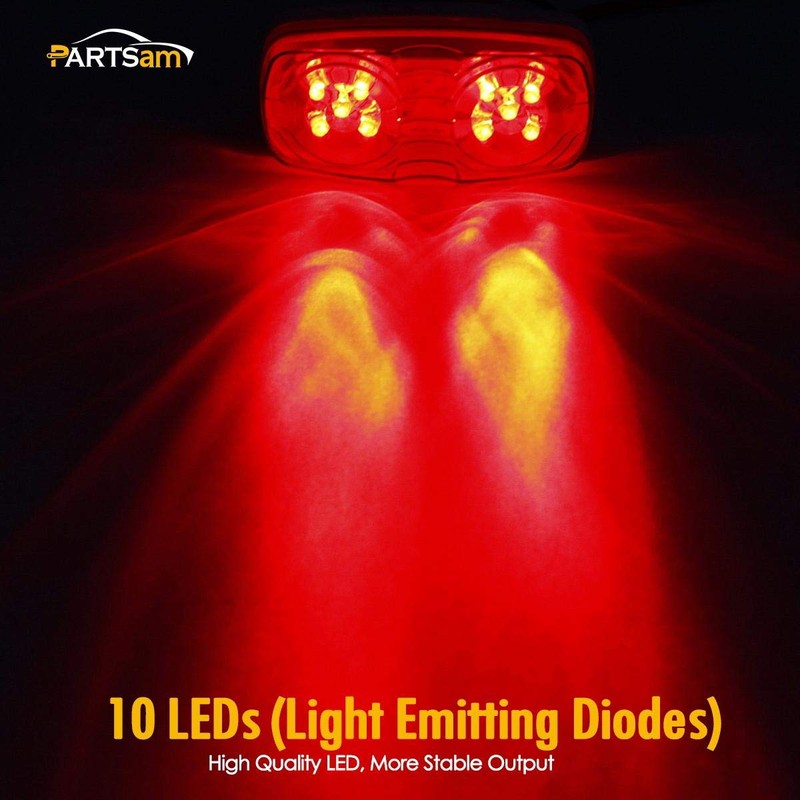 Partsam 14x Red/Amber Double Bullseye led Light Side Marker Clearance