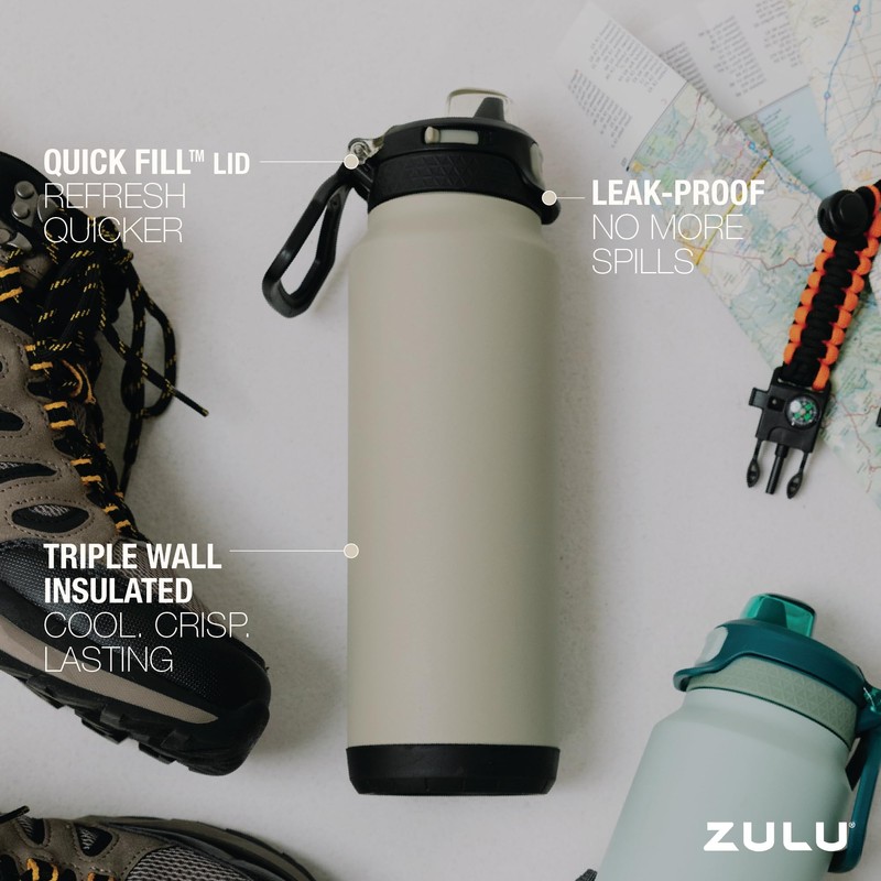 ZULU Powerfill Pro 24oz Stainless Steel Water Bottle with Quick