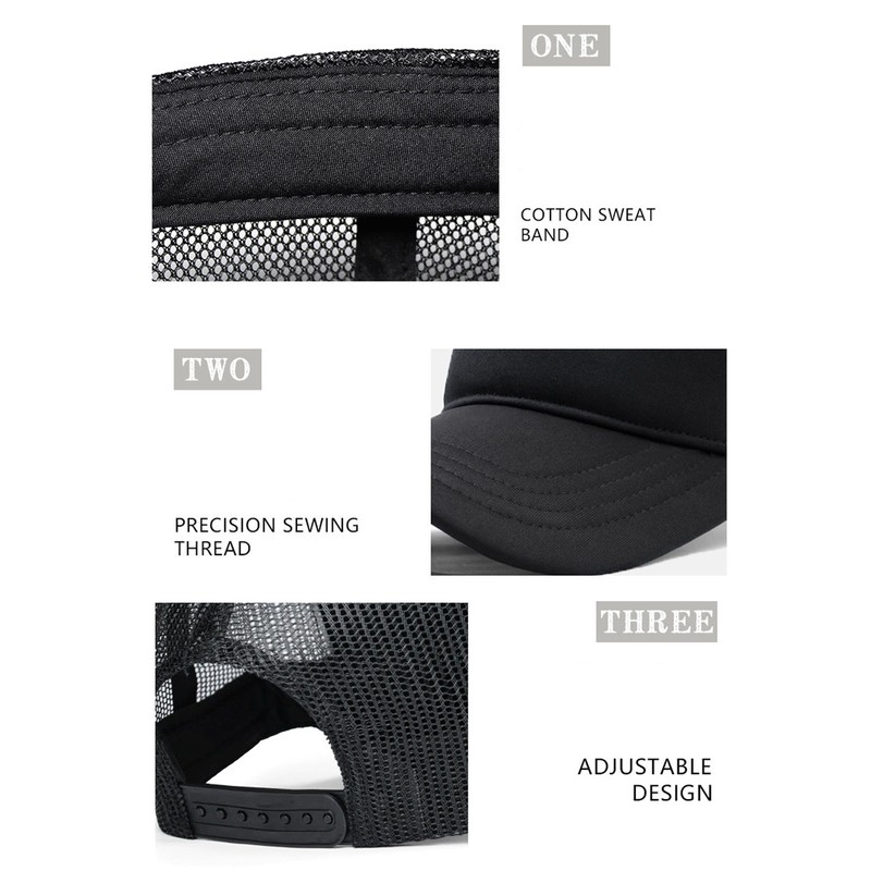 Man Baseball Cap Breathable Mesh Sun Protection High Top Adjustable