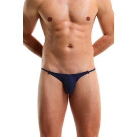 Malowinda - Tanga de elastano para hombre, talle bajo, ajuste ajustado, ropa interior, Azul Marino·1, X-Large