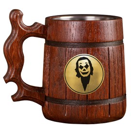 Joaquin Phoenix Wooden Beer Mug, Joker Beer Stein, Custom Beer Stein