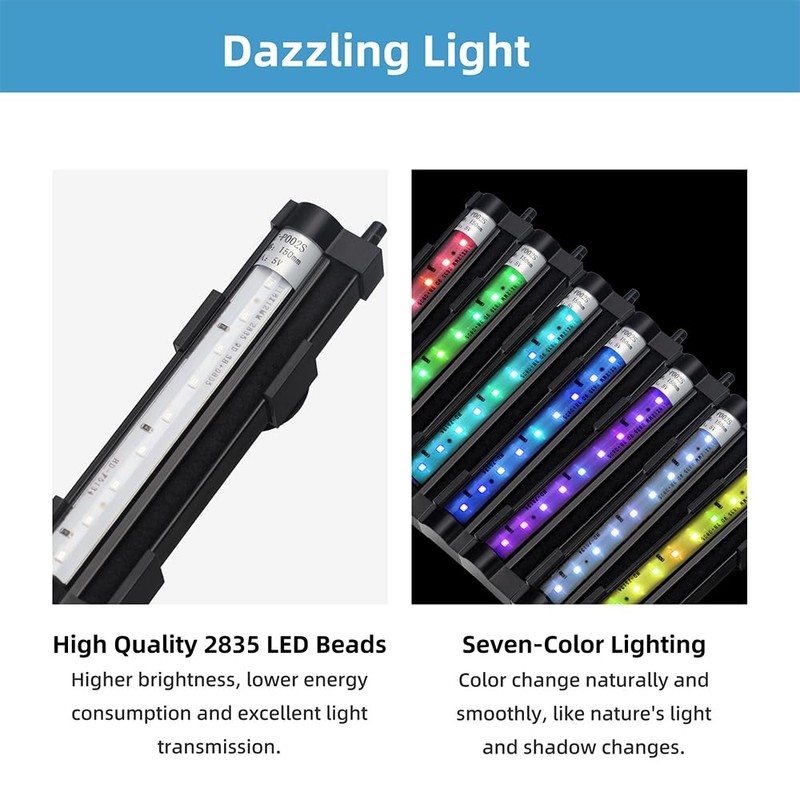 DaToo Submersible Aquarium Light 6Inch Fish Tank Light Bubbler Wall