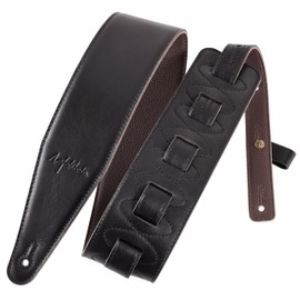 Nefelibata 3" Wide Guitar Strap, Adjustable Full Grain Leather Guitar Straps with Foam Padding for Bass, Electric and Acoustic Guitars
