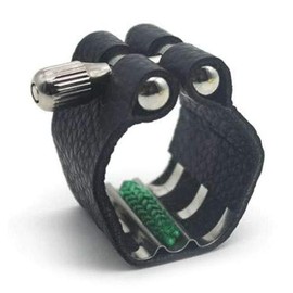 Jiayouy Artificial Leather Alto Saxophone Mouthpiece Sax Ligature Fastener Compact Durable Black