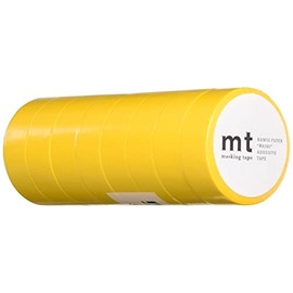 Kamoi Kakoshi MT08P184R Masking Tape, 8 Ps, Width 0.6 inches (15 mm) x 2.6 ft (7 m), 184 Yellow