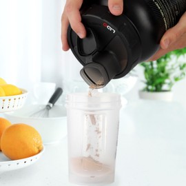 MYLIDO Protein Dispenser Scoop Powder Dispense Supplement Funnel Universal Size Fits All Brands, Pre and Post Workout BPA Free Hands Clean Attachment Container Lid MyLid-O