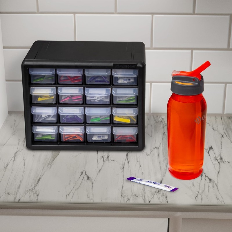 Akro-Mils 16-Drawer Plastic Drawer Storage Cabinet for Garage Organization, Beads,