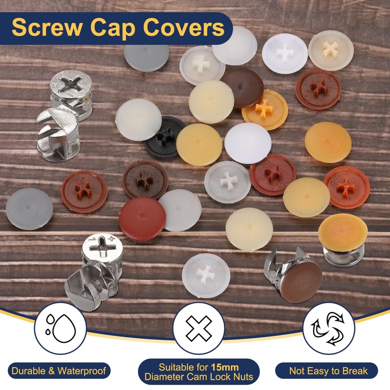 MECCANIXITY 180Pcs Screw Caps Covers 12x3mm Plastic Screw Decoration Cover