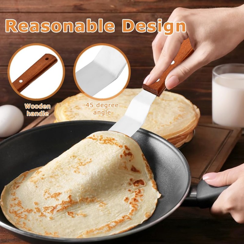Crepe Spreader and Spatula Kit,Stainless 3 Pack Steel Pancake Tool