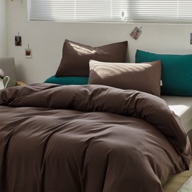 Houseri Brown Full Size Comforter Set-3 Pieces Mocha Chocolate Bedding Sets Soft Comfy Teen Boys Chestnut Colored Comforters Lightweight All Seasons Vintage Dark Brown Farmhouse Bed Blanket Quilt Full