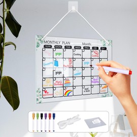 YSOOUA Weekly Planner Wipe Clean Acrylic Glass Weekly Planner for Household Plan 30 x 20 cm Memo Board with 6 Whiteboard Pens Household Plan for Hanging To Do List for Household (B)