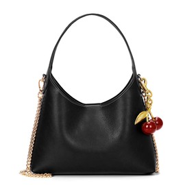 Small Hobo Bags for Women Cherry Shoulder Bag Purse Faux Leather Tote Handbag Trendy Chain Crossbody Bag