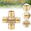 MOUMOUTEN Brass Pipe Fittings, Full Male Thread Cross 4 Tee