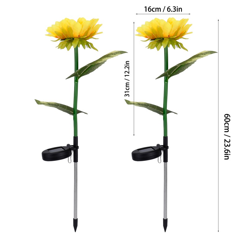 2Pcs Solar Powered LED Lamp Artificial Flower Light Garden Courtyard