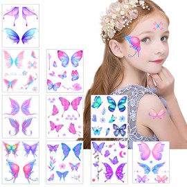 Qpout Glizer Tattoos, Glitter Butterfly Temporary Tattoos for Eyes and Face, Glitter Tattoos for Girls and Women, Children's Tattoos Decoration