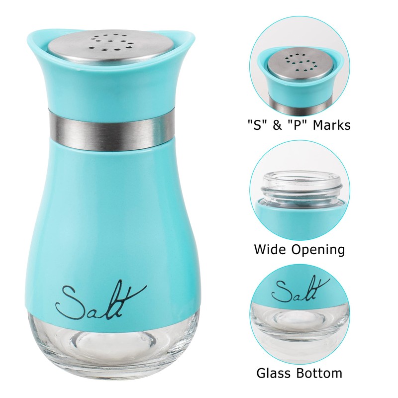 Lonffery Salt and Pepper Shakers, Stainless Steel and Glass Bottle,