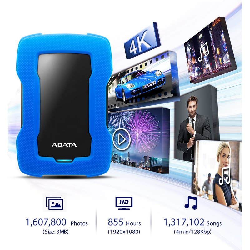 ADATA Disco Duro Externo HDD HD330, 2 TB, Azul USB
