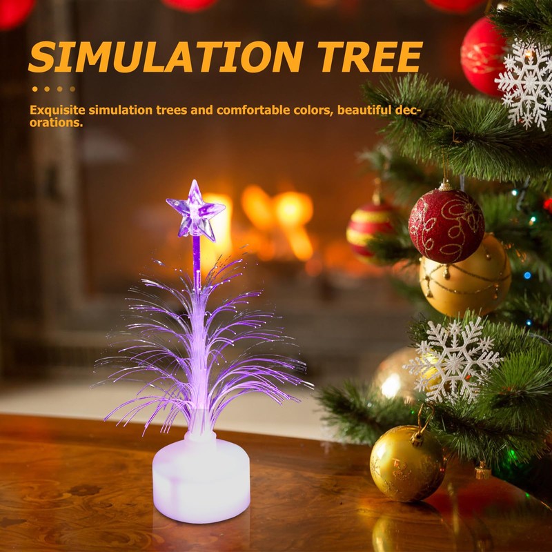 minkissy 2pcs Mini Christmas Tree USB Connection LED Fiber Optic