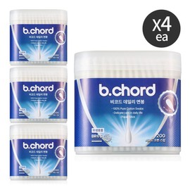 Bcode Daily 100% pure cotton premium cotton swabs, 4 pieces, 200 pieces / 비코드 데일리 순면 100% 프리미엄 면봉, 4개, 200개입