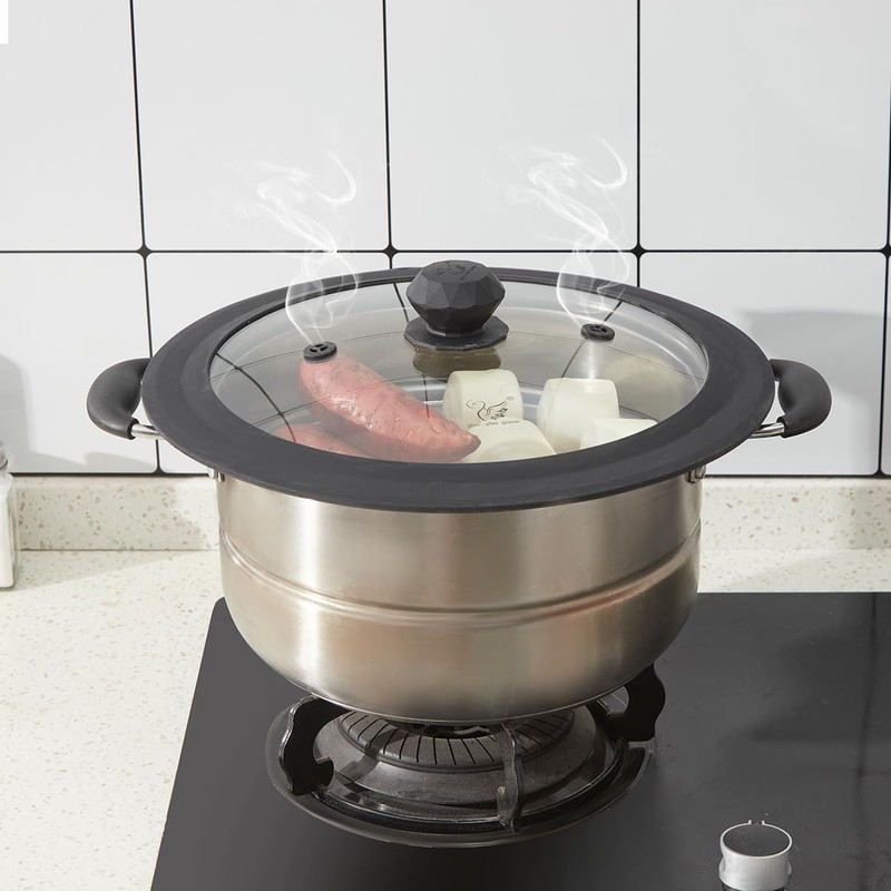 Set of 2 Vented Tempered Glass Universal Lid for Pot