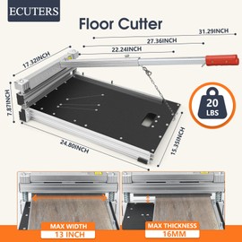 13“ Laminate Floor Cutter, ECUTERS Vinyl Floor Plank Cutter with Wheels, Heavy Duty Vinyl Tile Angle Length Cutting 16mm Thick Flooring Tools - Engineer Wood Parquet LVP LVT VCT SPC WPC