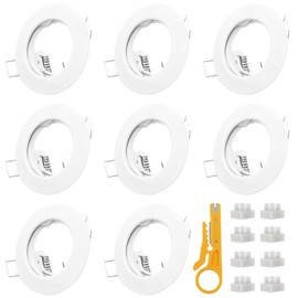 KingYH 8 Pack Recessed Light Frames Set GU10 MR16 Round Recessed Spotlight Trim Ring Fitting Ceiling Light Metal Mounting Frame in Aluminium for Recessed Ceiling Lights Spotlight-White