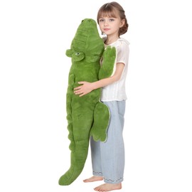 FFxiong 48 Inch Green Large Crocodile Stuffed Animal Long Body Pillow Cute Giant Alligator Plush Toy Gift for Kids Girl Boy Birthday Valentines