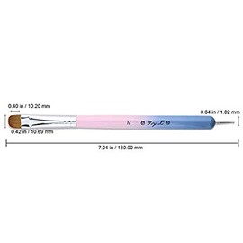 Ivy-L Premium 2 Way French Gel Acrylic Nail Art Kolinsky Brush With Dotting Tool for Professional Manicure Cuticle Clean Up Nail Art Design, Pink Blue Wood Handle (Size 16)
