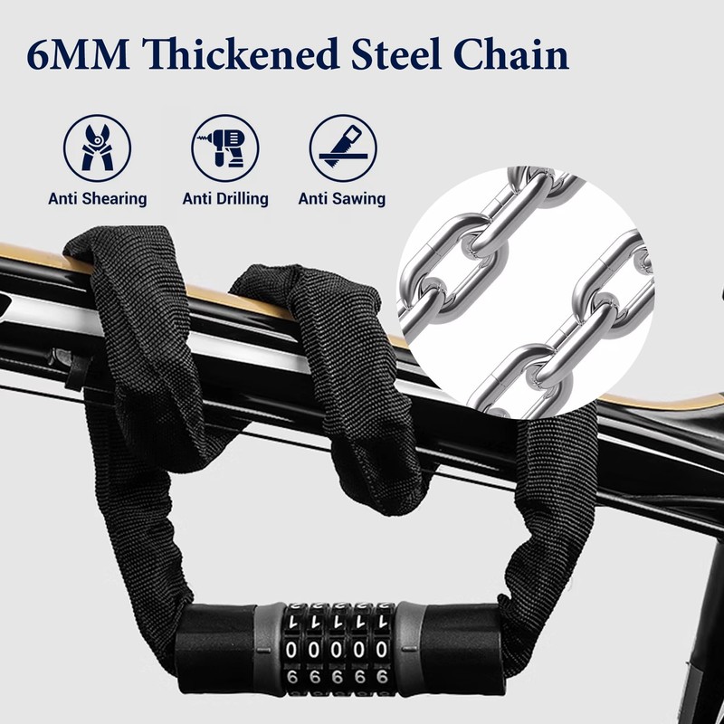 Phieeseriy Bicycle Lock 120 cm Length, Bicycle Lock High Security