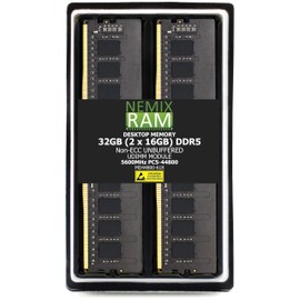 NEMIX RAM 32GB (2X16GB) DDR5 5600MHZ PC5-44800 1Rx8 1.1V CL46 288-PIN Non-ECC Unbuffered UDIMM Desktop PC Memory KIT Compatible with ASUS ROG Strix Z790-H Gaming WiFi AI PC Motherboard
