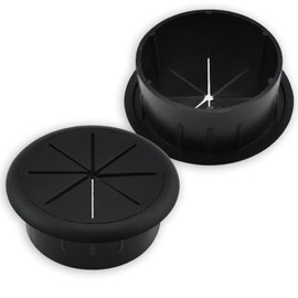 2Pcs Flexible Desk Grommet, HONSNkS 2-3/8 Inch Cable Cord Hole Plug Wire Hole Cover for Desktop Equipment Wiring Management and Protection (Black)