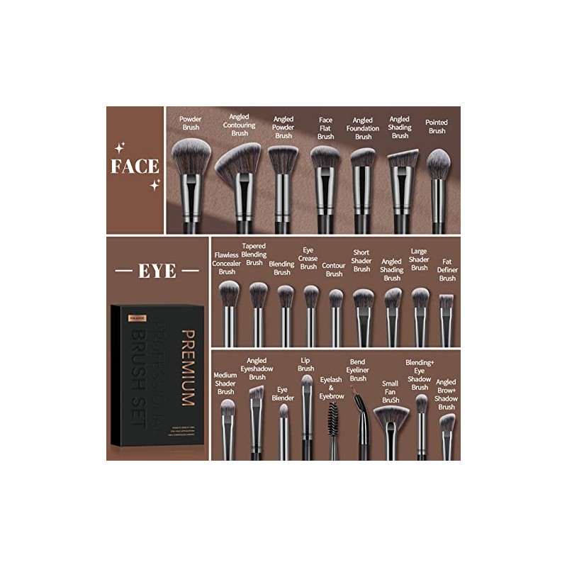 MAANGE Brochas para Maquillaje Profesional 25 Piezas Set de Brochas