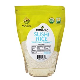 McCabe Organic Short Grain White Sushi Rice - Sticky White Rice | Rich in Fibers and Minerals | USDA and CCOF Certified Organic | Product of USA | 3Lbs