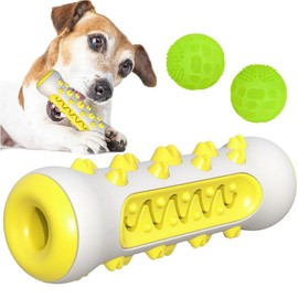 hssopa Hundespielzeug Unzerstörbar, Hundespielzeug, HundespielzeugQuietschend, Kauen Zähne Reinigung Knochen Hund Zahnbürste Spielzeug, (Blau + Gelb, Beißspielzeug + Glühende Bälle)