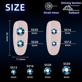 MUZOXEN 1200Pcs 6mm Resin Flatback Rhinestone Bulk, Bling AB Ink Blue Flat Back Round Jelly Rhinestones Non Hotfix Crystal Gems for DIY Manicure Nails Clothes Tumblers Crafts Decoration